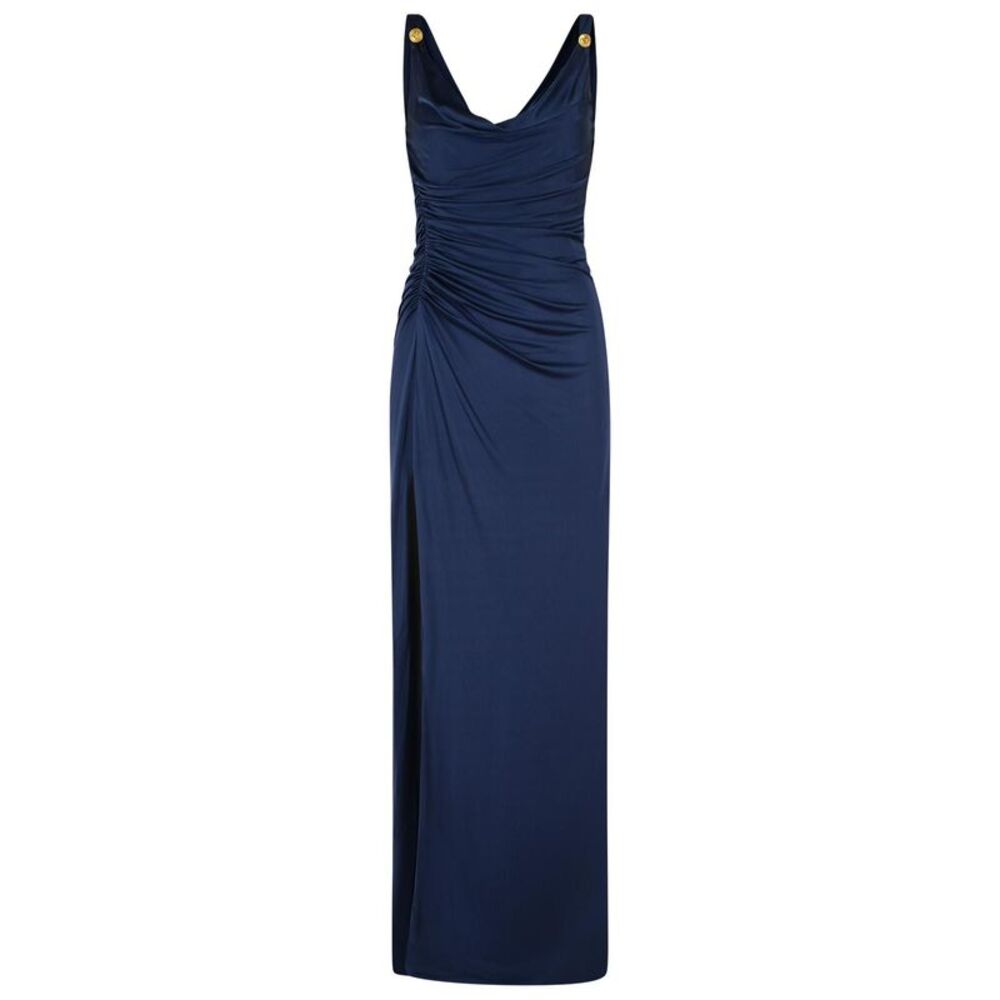 Versace Blue Viscose Gown Dress Women